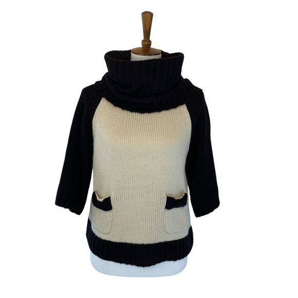 Dex black & cream turtleneck sweater chunky xs - Picture 1 of 10